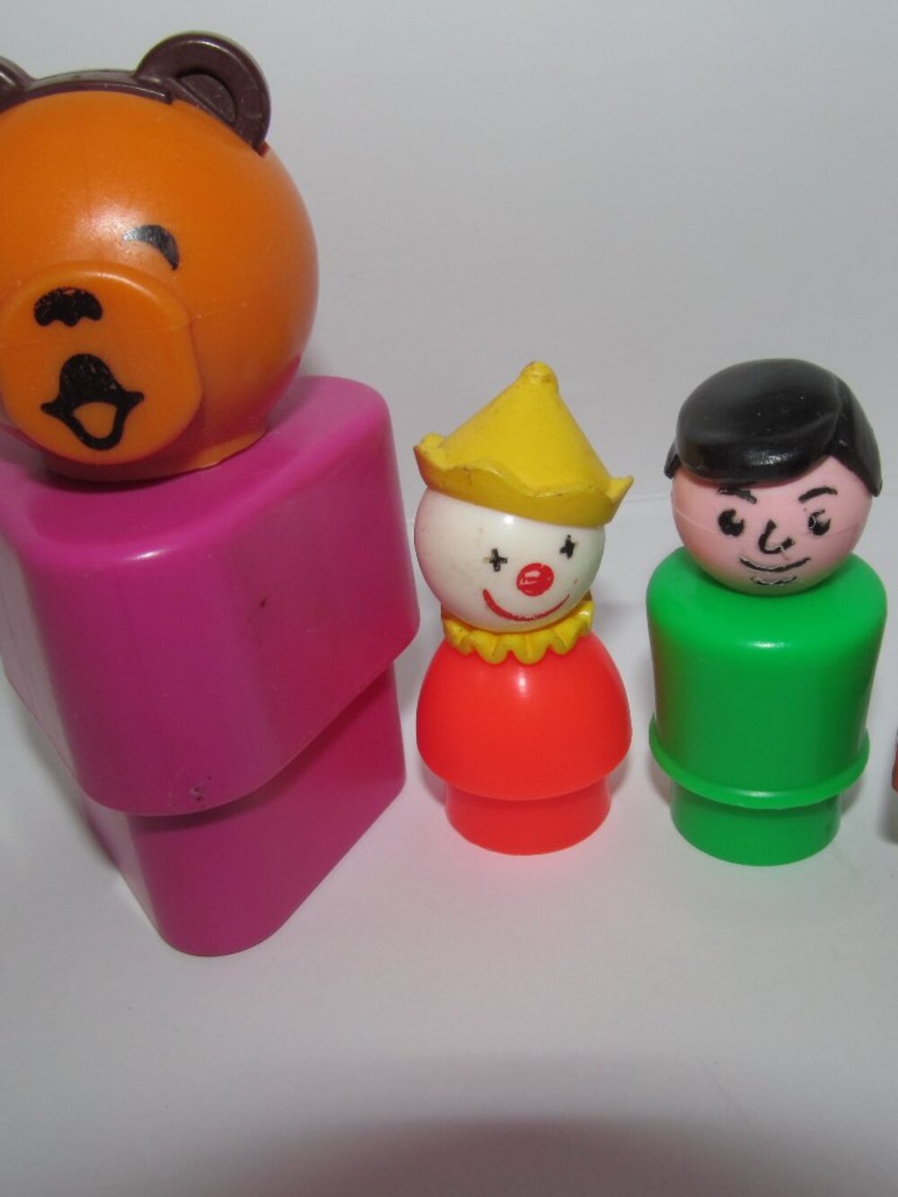 Fisher Price Little People Lot Triangle Purple Bear Clown Green Person Chair